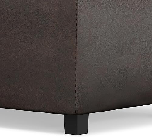 Miniatura 316 de Otomana rectangular de almacenamiento de cuero sintético Simpli Home Avalon., Cuero, Marrón Azul,Marrón Chocolate,Cloud gris,Gris oscuro,Azul