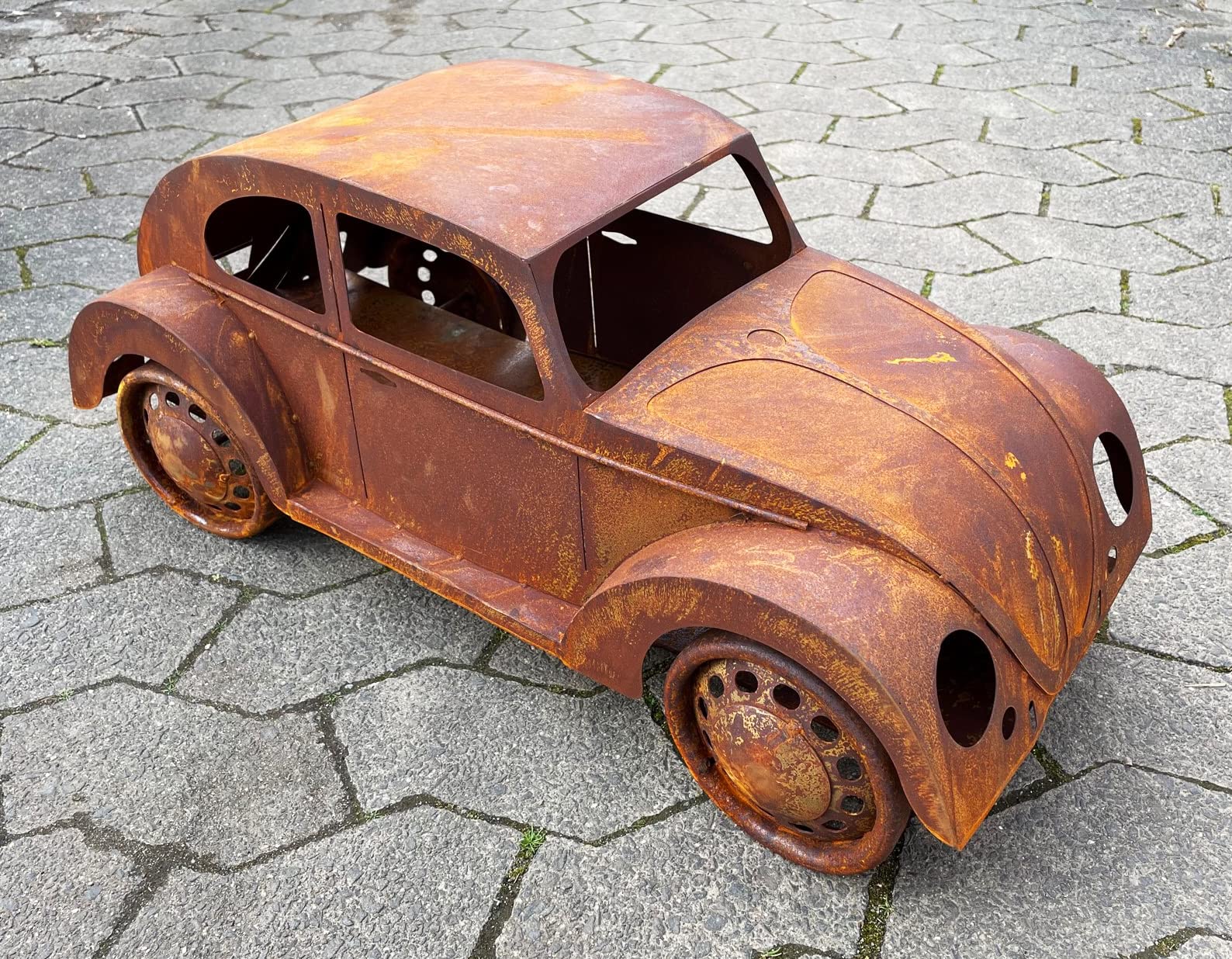 Auto Käfer zum Bepflanzen/Dekorieren 70x30x29cm Edelrost Gartendeko Rost Metall Kult Oldtimer von Steinfigurenwelt