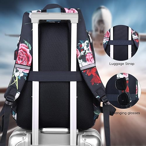Miniatura 6 de Mochila escolar, mochila informal para mujeres y adolescentes, con puerto USB para escuela secundaria, universidad, oficina, trabajo, viajes