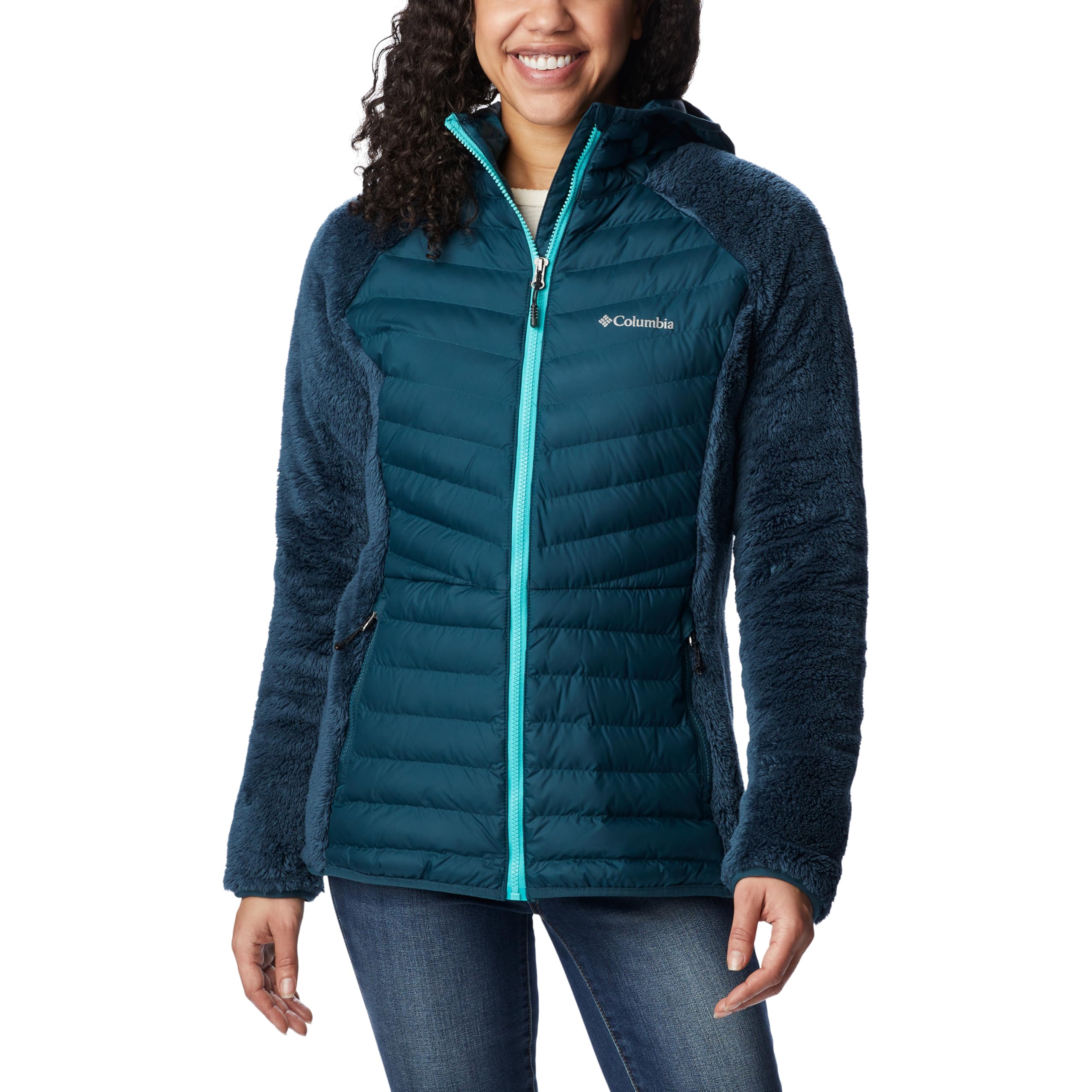 Columbia Women's Powder Lite Sherpa Hybrid Jacket, Puffer Jacket, Night Wave, Size M