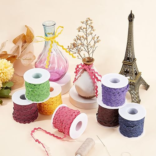 Miniatura 11 de GORGECRAFT 1 rollo de cinta RIC Rac de 27 yardas/82.0 ft para coser con flecos, 0.197 in/0.2 pulgadas para coser flores, boda, fiesta, cinta de Verde