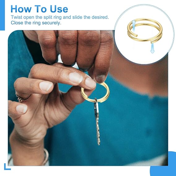 PATIKIL Round Split Ring, 100 Pcs 5mm Small Split Rings with Double Loops Metal Small Key Circle for Key Chains Jewelry Making DIY Craft Ornaments Accessories Pendants, Gold