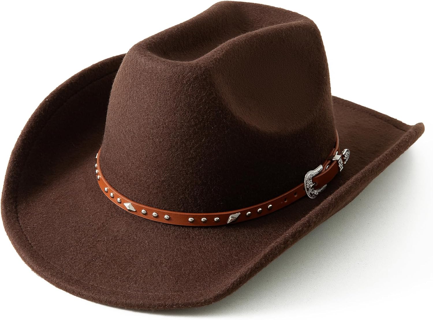 Jastore Kids Western Cowboy Hat Wide Brim with Band Wool Felt Vintage Jazz Fedora Boys Girls Cowgirl Hats