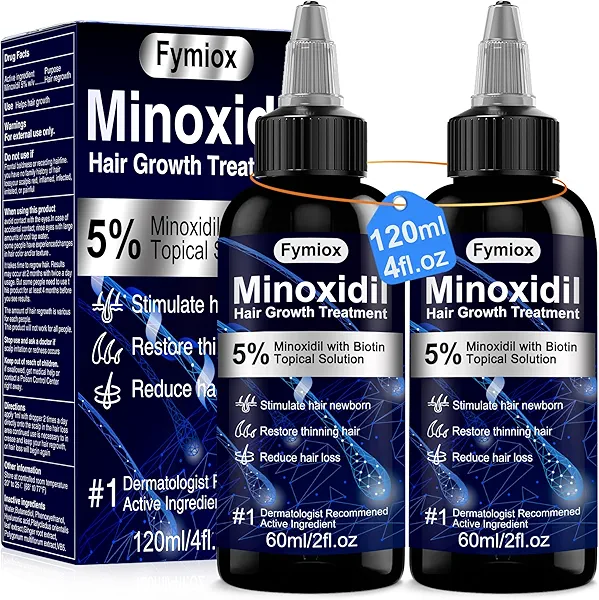 5% Minoxidil for Men and Women Hair Growth Oil, Monoxide Beard Hair Growth Serum Products, Hair Regrowth Treatment for Hair Loss, Thicker Fuller Hair (2 x 60ML)