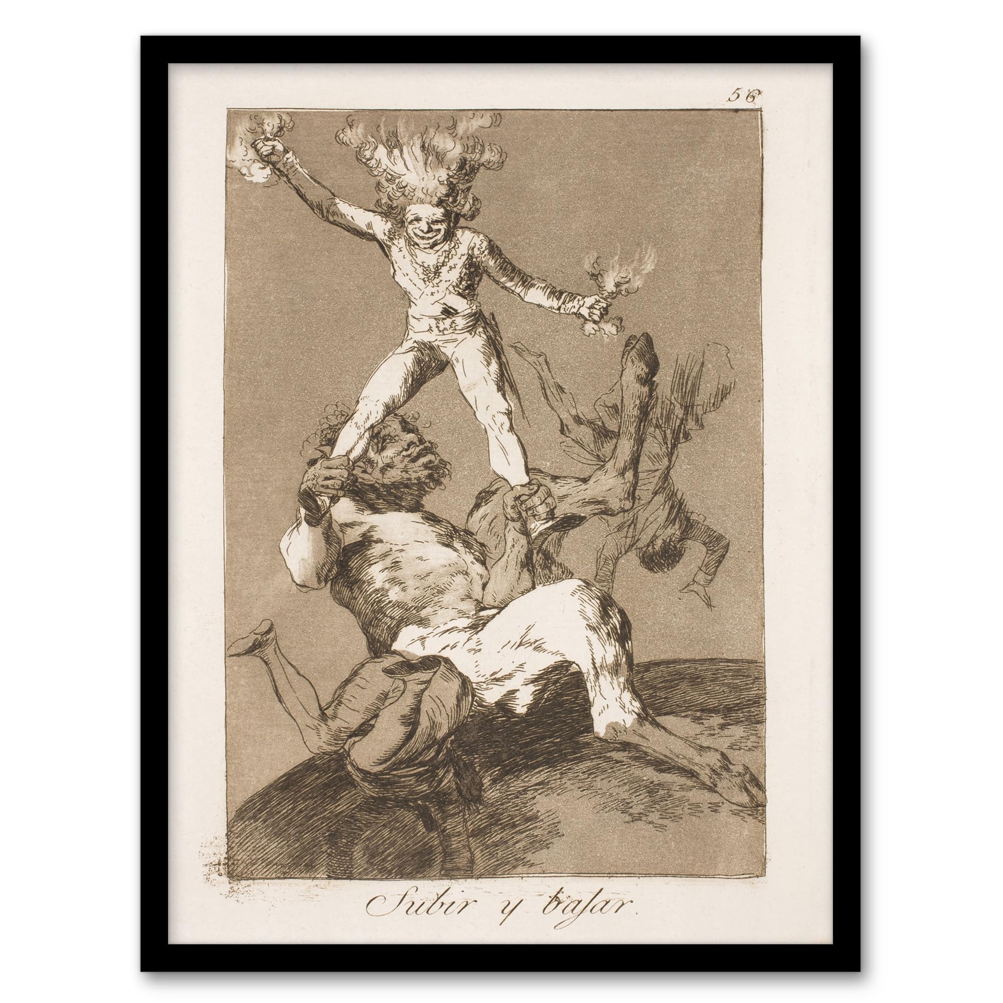 Artery8 Framed Art Print - Francisco Goya Up & Down Pan Deception Allegory - Grey - A3