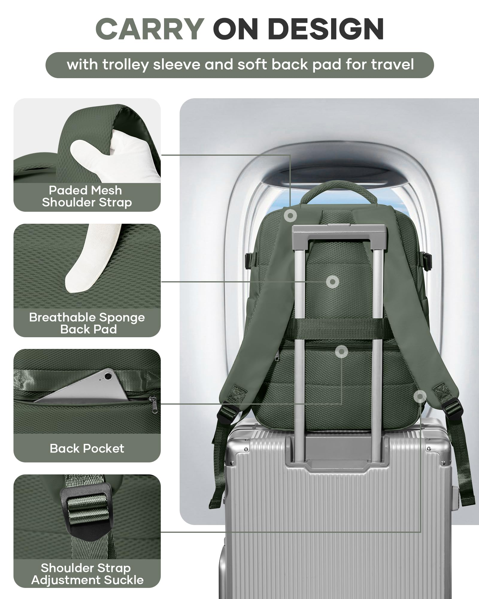 BJLFS Zaino da Viaggio con Sottovuoto Ryanair 40x30x20 Wizzair Bagaglio a mano 40x20x25 Ryanair con Pompa Borse da Cabina per Easyjet 45x36x20 con compressione sottovuoto,Zaino Casual per Laptop