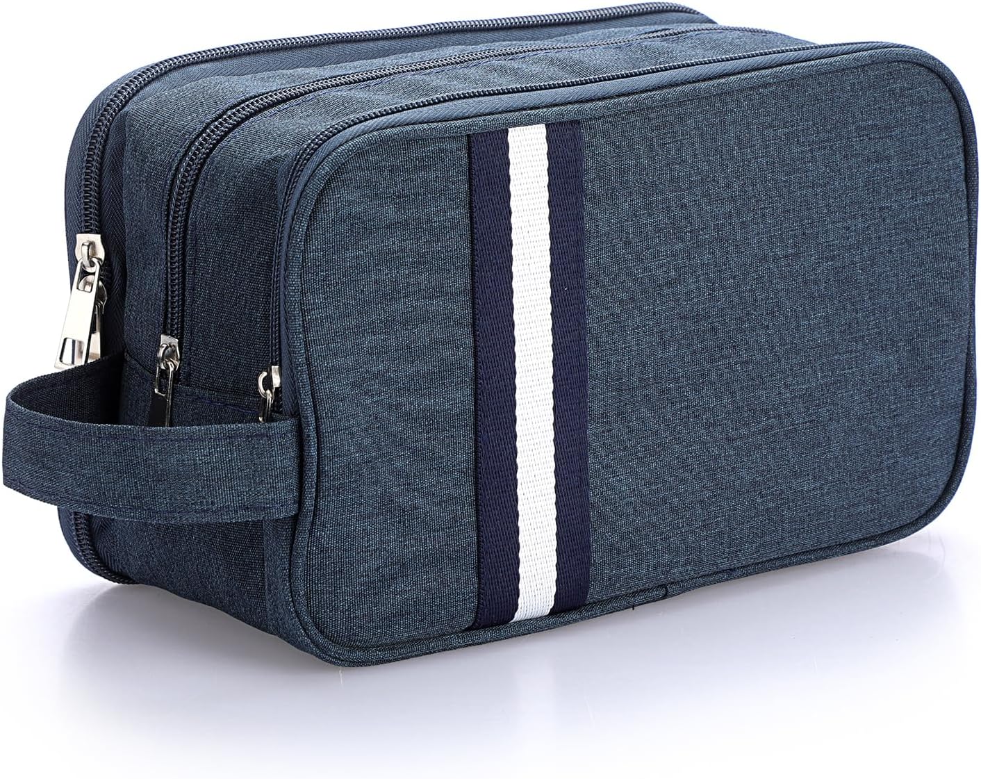 Travel Toiletry Wash Bag Dry & Wet Separation Men Dopp Kit Bag Gym Shaving Organiser Bag with 3 Compartments (Dark Blue)