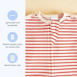 SleepingBaby Zipadee-Zip Transition Swaddle - Cozy Baby Swaddle Blanket with Zipper Convenience - Roomy Wearable Blanket for Easy Diaper Changes - Stripes Strawberry/Cream, Large (12-24 Month)