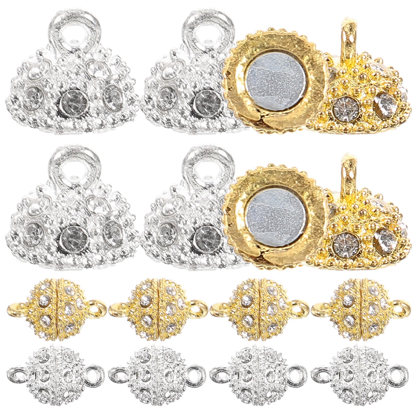 20 Set di Chiusure Magnetiche per Gioielli, Chiusure Magnetiche Rotonde per Bracciali, Chiusure Magnetiche per Gioielli per Collana di Braccialetti Fai- Da-Te(D'argento