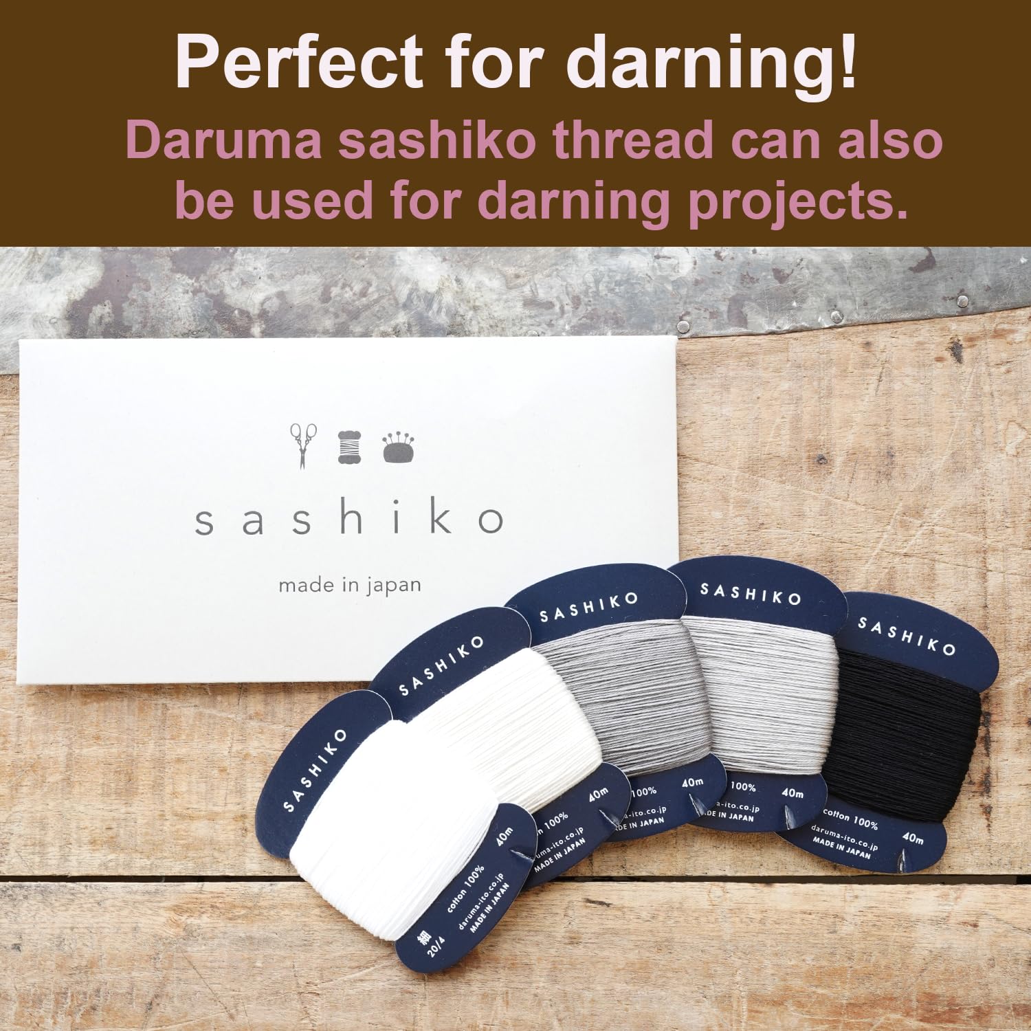 Amazon.com: DARUMA Sashiko Thread 100% Cotton Card Type (43.7 yd