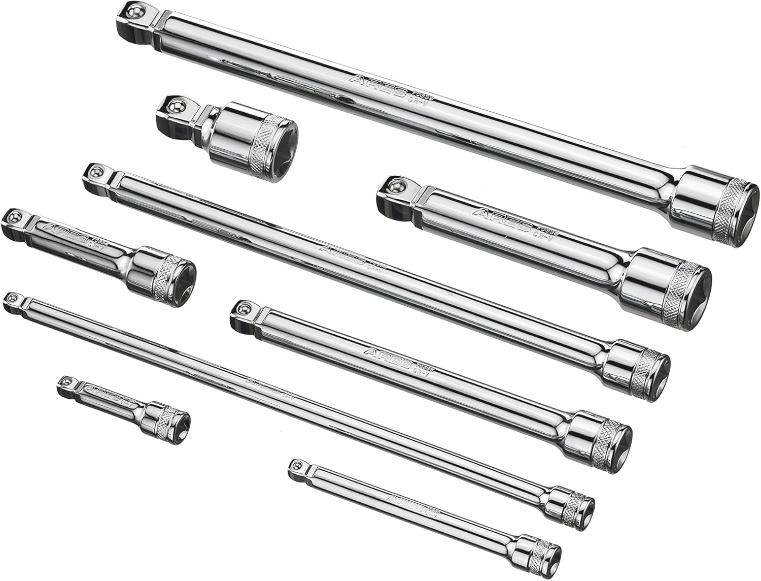 Flаѕh Dеаlѕ - 40% оƒƒ ARES 70330 - 9-Piece Wobble Extension Set - Premium Chrome Vanadium Steel Construction - 1/4-inch, 3/8-inch and 1/2-inch Drive Sizes Included - Storage Tray Included