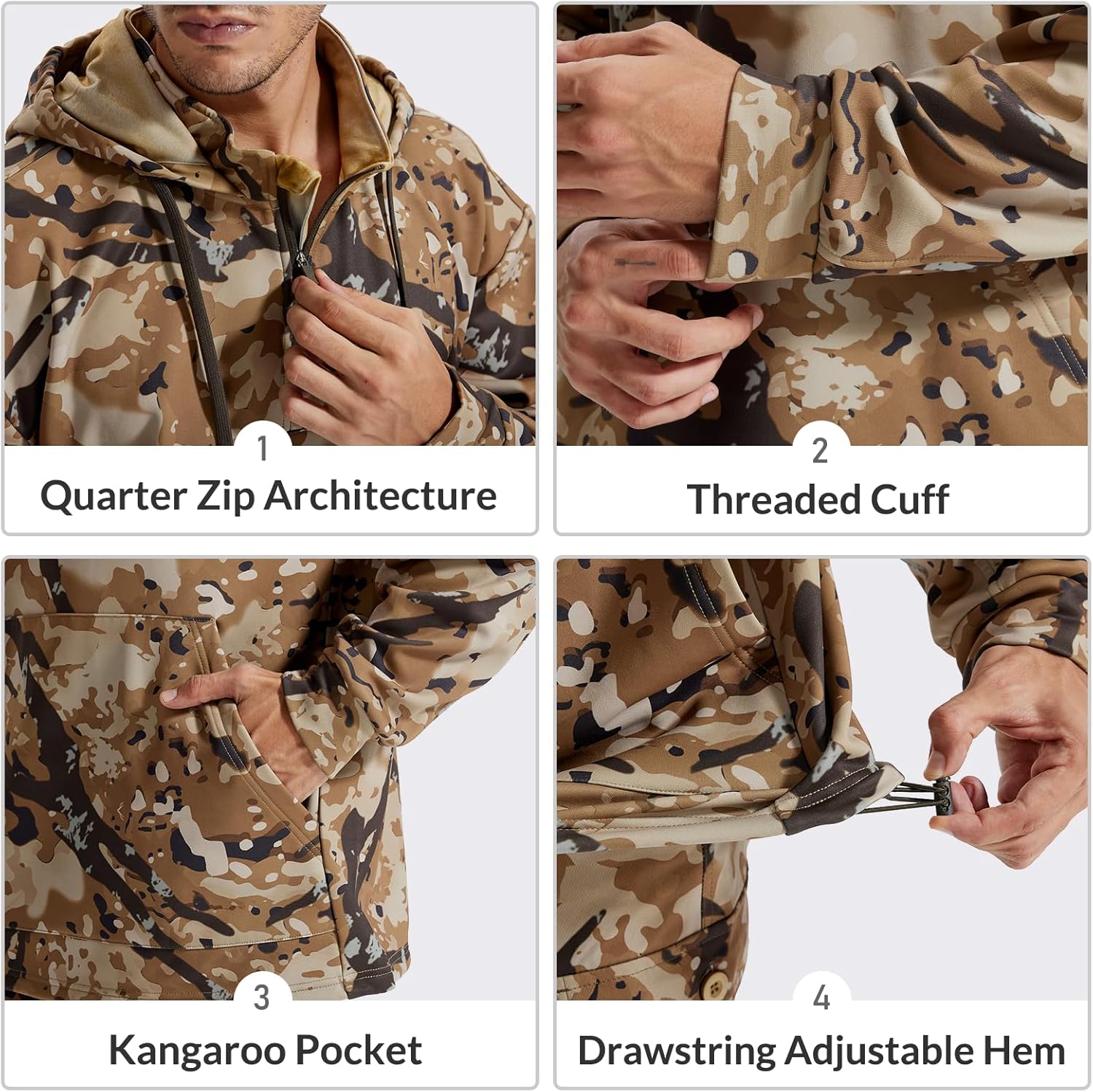 LOOGU Hunting Hoodies for Men Fleece Lining Performance Insulation Pullover Camo Hoodie