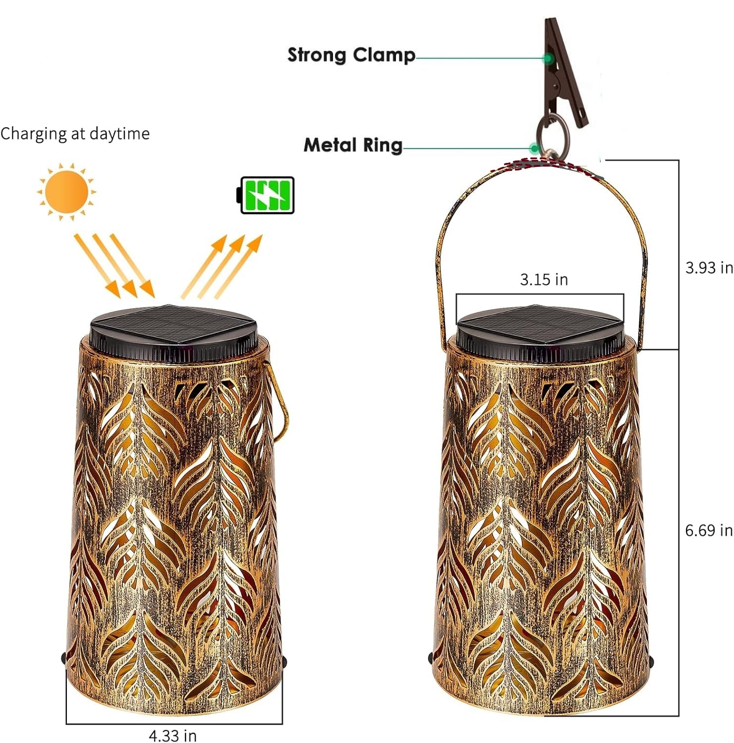 Prettidecor Farol solar para decoración de jardín al aire libre, paquete de 2 luces solares colgantes, decoración de granja al aire libre, linterna impermeable para patio, mesa, camino, regalo de