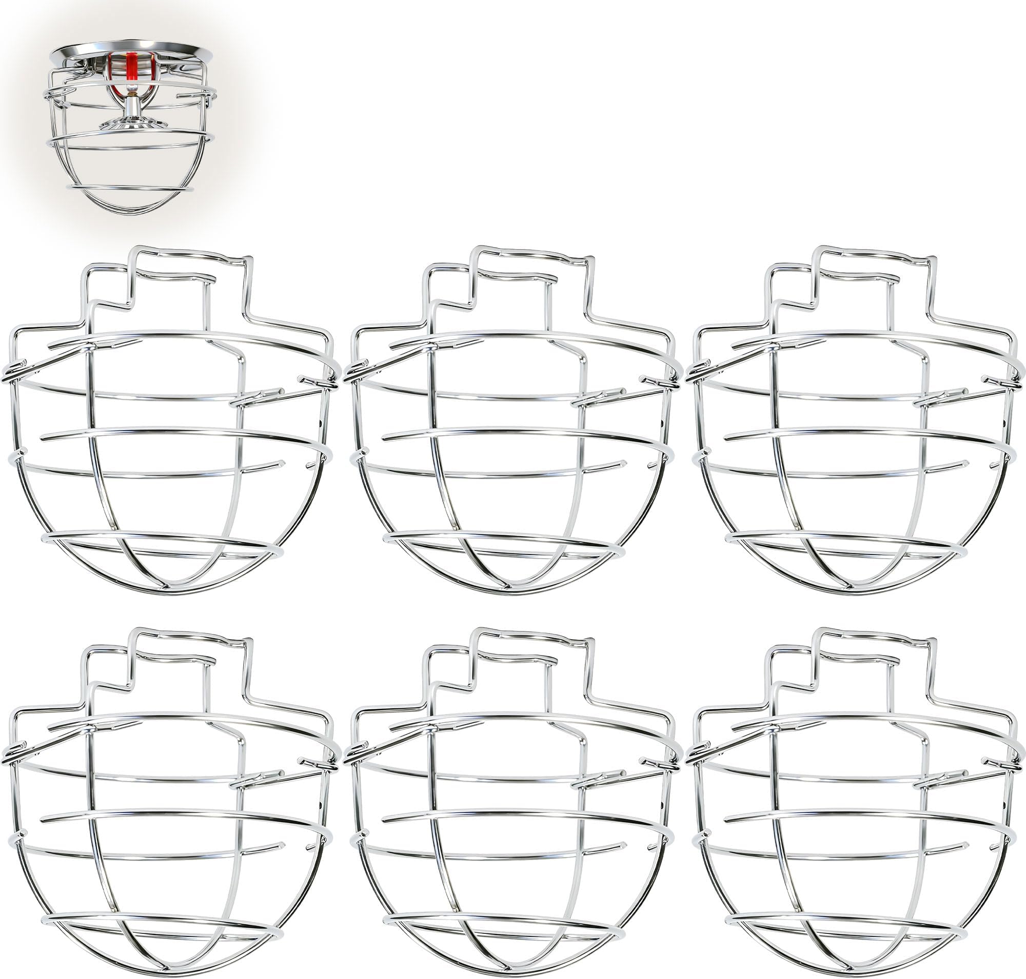 Happy Tree (6 Pack) Fire Sprinkler Head Guard Cage for 1/2" Recessed/Horizontal Sidewall Drywall-Mounted Sprinkler Heads Chrome PlatedProtector Fire Sprinkler Head Cover
