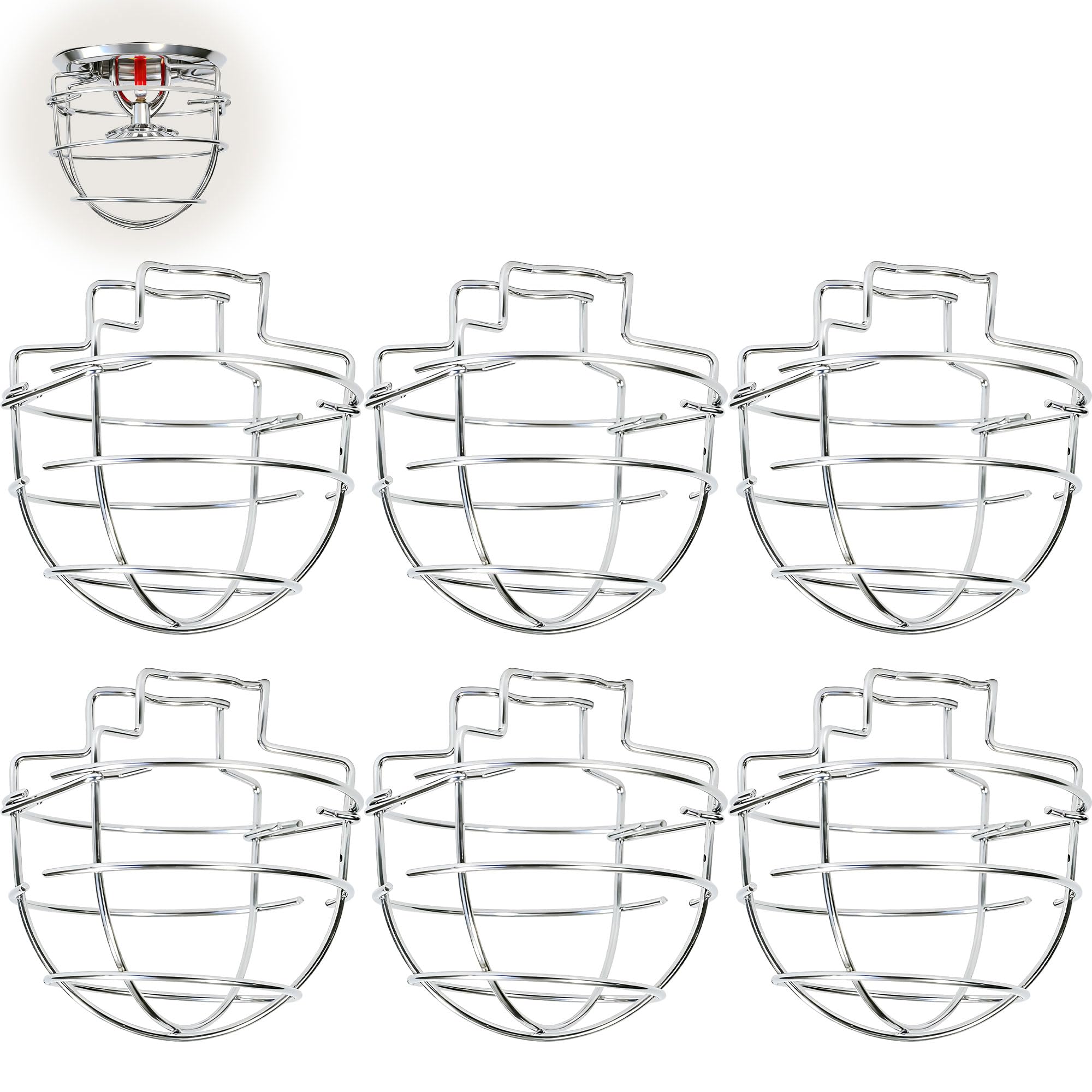 Photo 1 of Happy Tree (6 Pack) Fire Sprinkler Head Guard Cage for 1/2" Recessed/Horizontal Sidewall Drywall-Mounted Sprinkler Heads Chrome PlatedProtector Fire Sprinkler Head Cover
