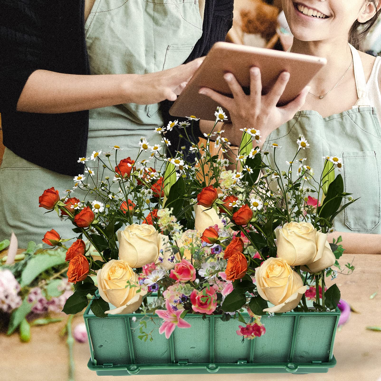 Spugna Per Fiori 24 Pezzi - 8x4 Cm, Schiuma Floreale Verde Per Fiori Finti E Freschi - Foto 7