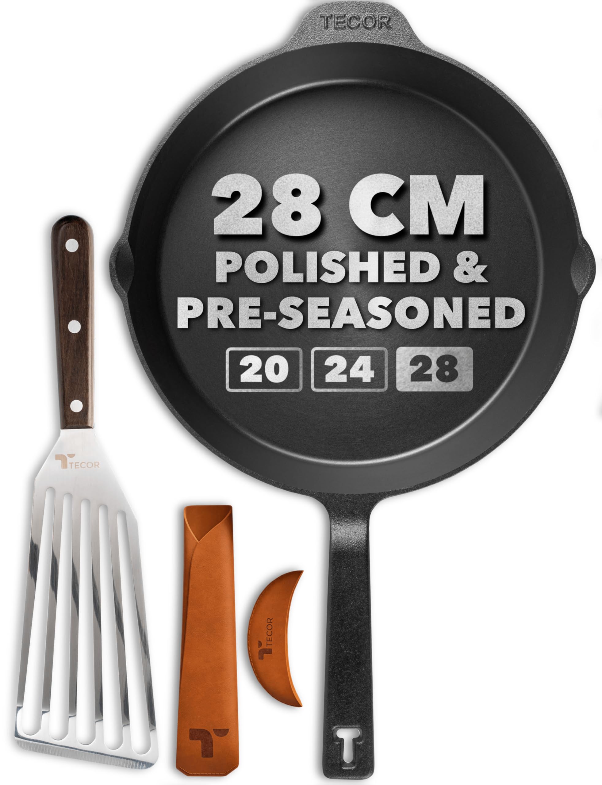 Lancaster Cast Iron Lichtgewicht gietijzeren koekenpan - 26,5 cm pre-seasoned koekenpan gemaakt in de VS
