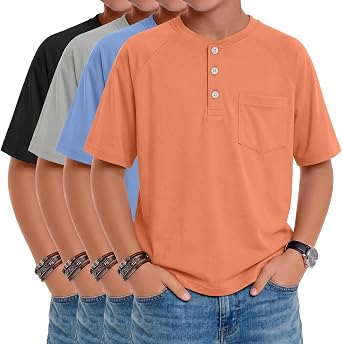 4 Pack Boys Henley Shirts