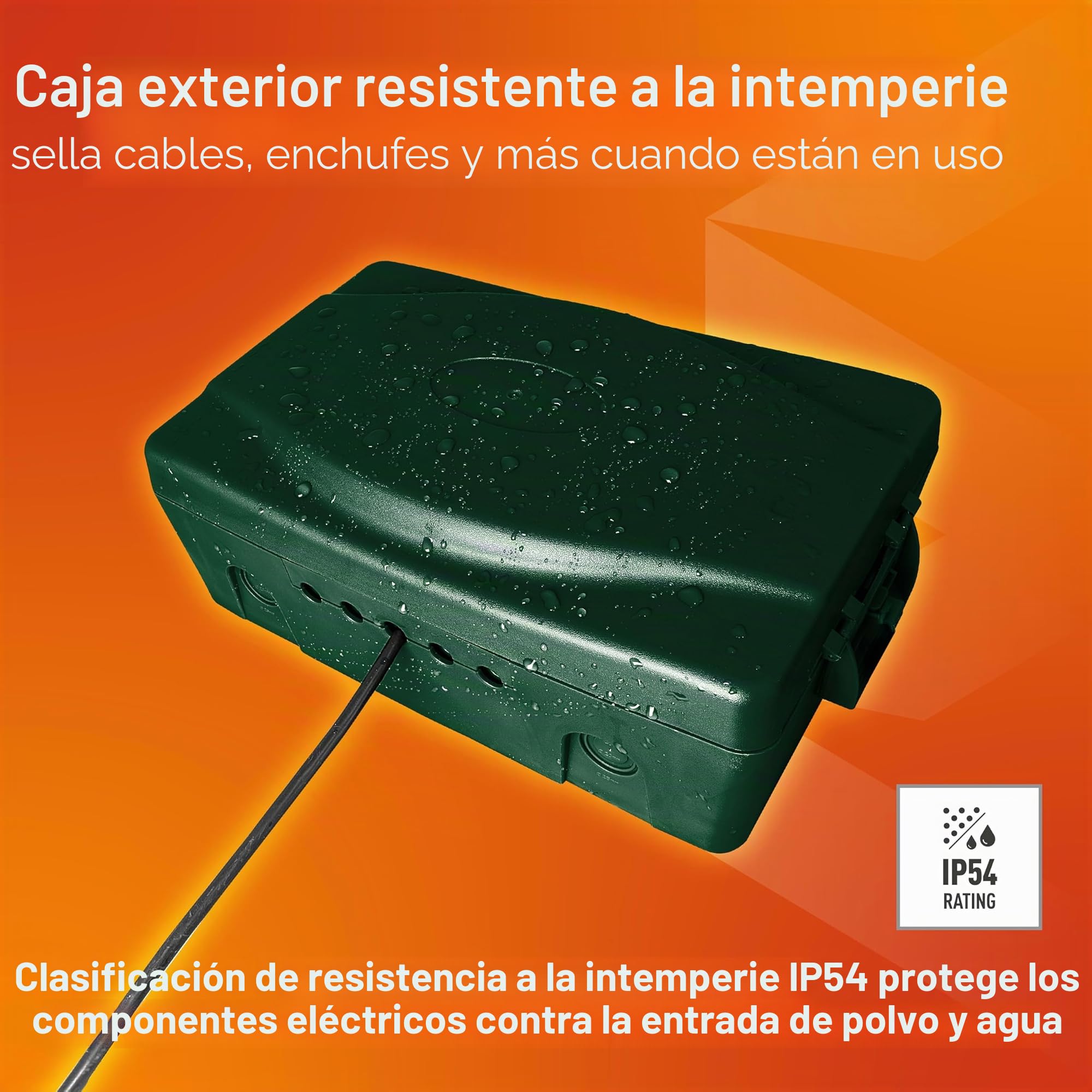 Masterplug Caja eléctrica Resistente a la Intemperie para Exteriores, 345 x 220 x 126,5 mm, Color Verde