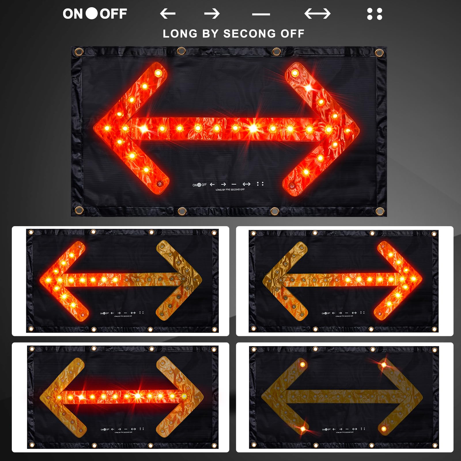 LED Magnetic Traffic Arrow Sign - Flashing Safety Signal -2 LED Magnetic Traffic Arrow Sign - Flashing Safety Signal -2