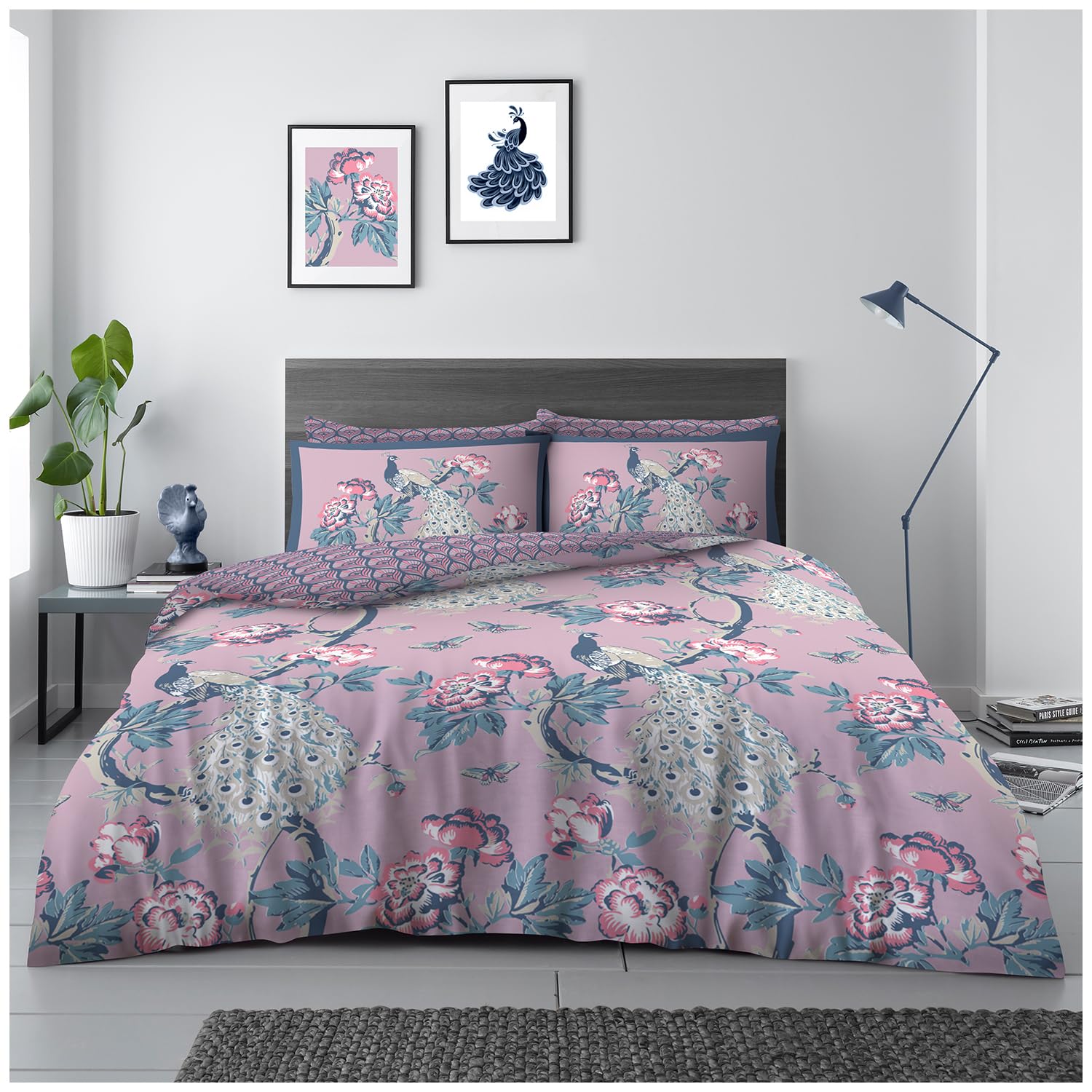 GC GAVENO CAVAILIA Floral Duvet Cover King Size Quilt Cover Bed Set, Reversible Bedding Duvet Set (230x220 cm), Polycotton Soft Bed Linen, Pink, Alexia
