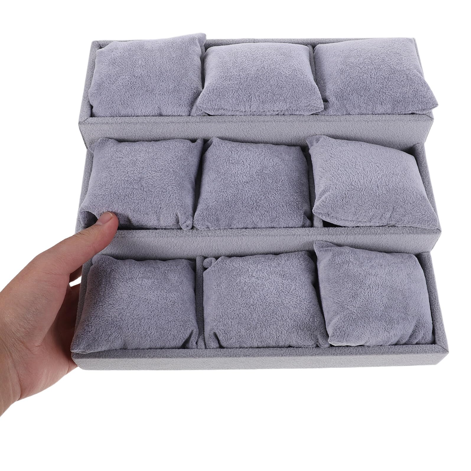 COLLBATH Plateau à Bijoux et Montres 3 Niveaux 9 Compartiments en Bois