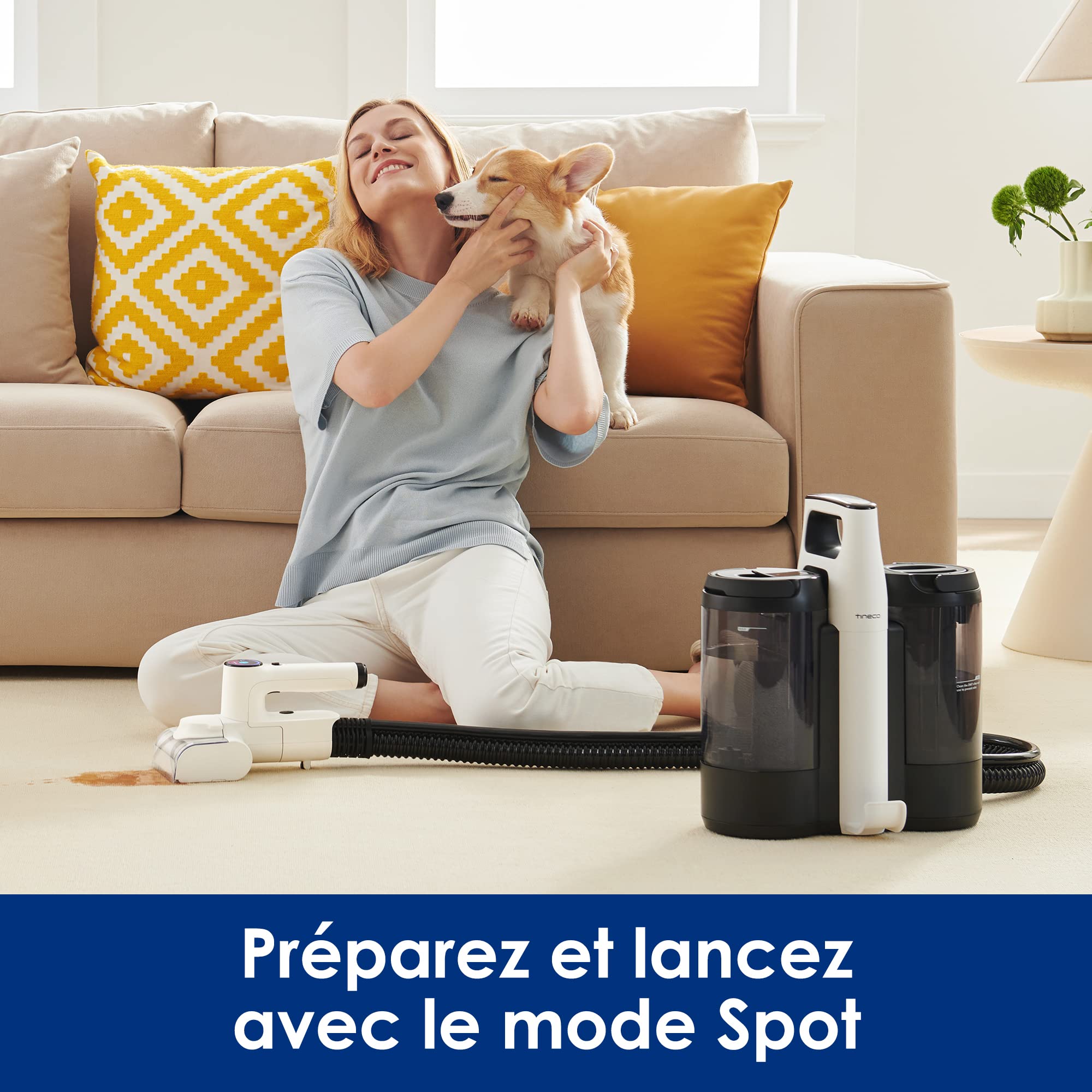 Tineco CARPET ONE Spot Essentials Nettoyeur intelligent pour Tapis, moquettes et Tissus d'ameublement, Portable, Léger, Fonctionnement Silencieux, Écran LED