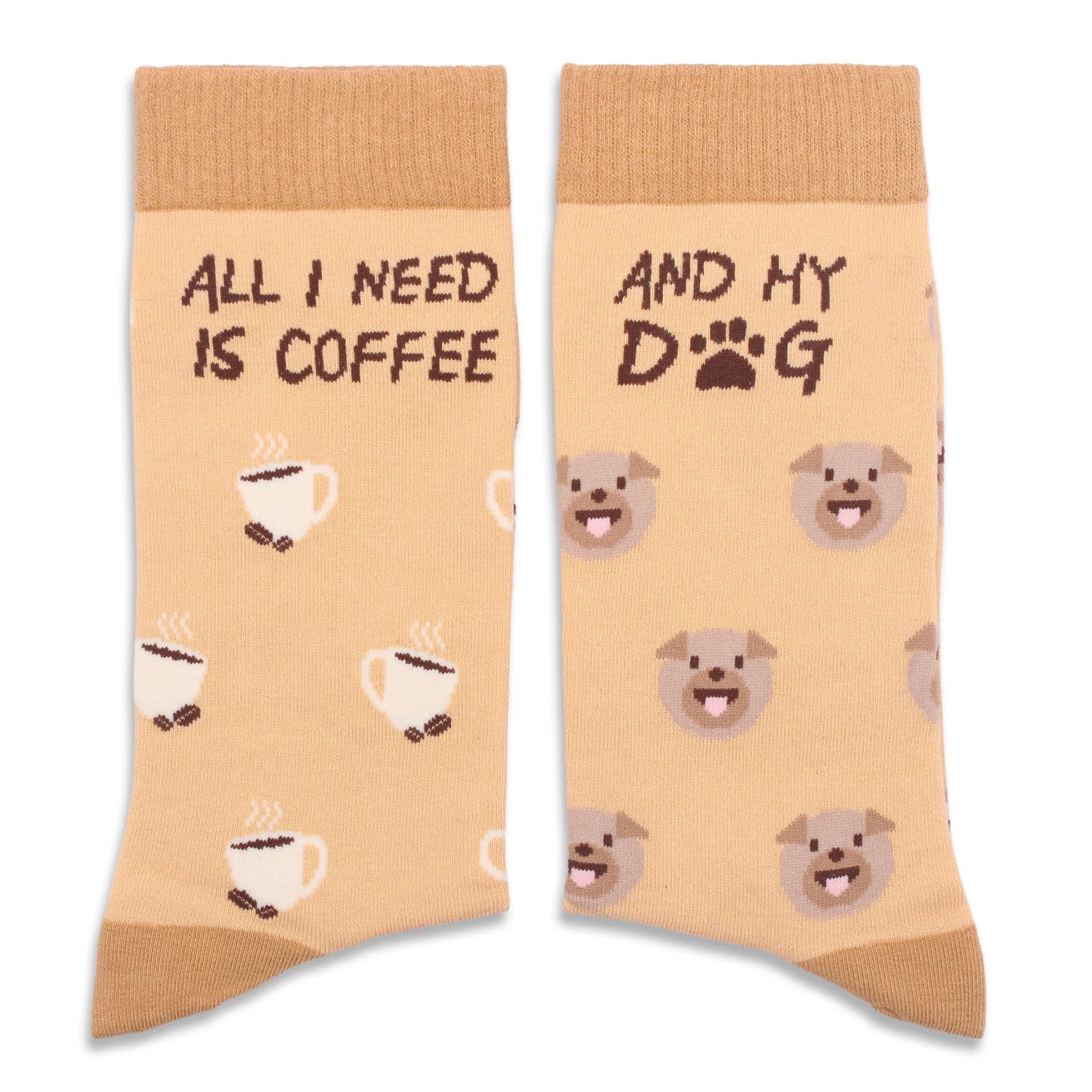 FUQWZ Funny Gifts for Pet Owners Coffee Lover, All I Need is Coffee and My Dog Socks, Cute Crew Socks for Men Women, Birthday Christmas Dog Gifts for Dog Dad Dog Mom Dog Lover Dog Parent. (189)