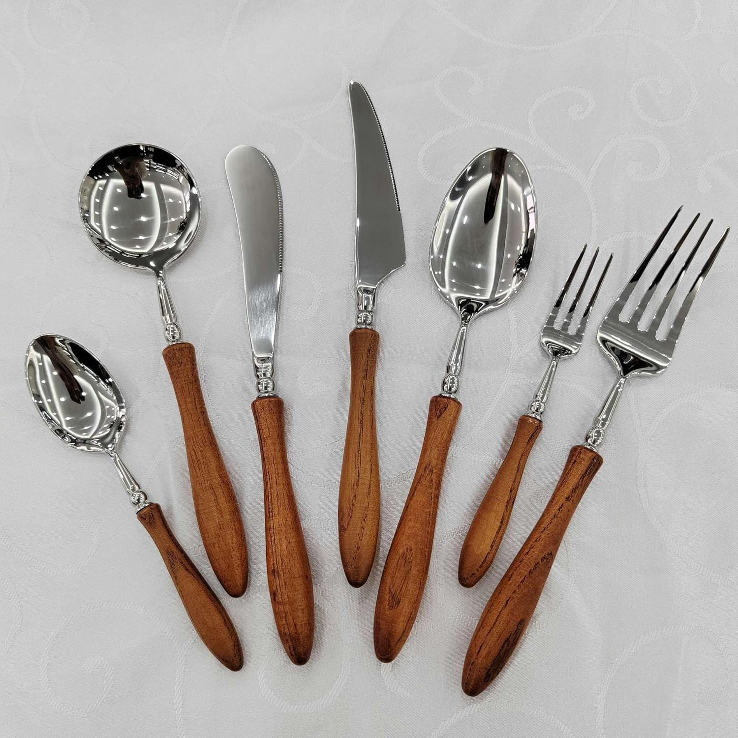28PCS Utensils Wood Handle Silverware Set Cutlery Set for 4 ZILNEHZ Flatware Luxury Utensil Sets Stainless Steel for Kitchen Include Fork Knife Spoon Tableware for Kitchen Hotel Banquet Seder