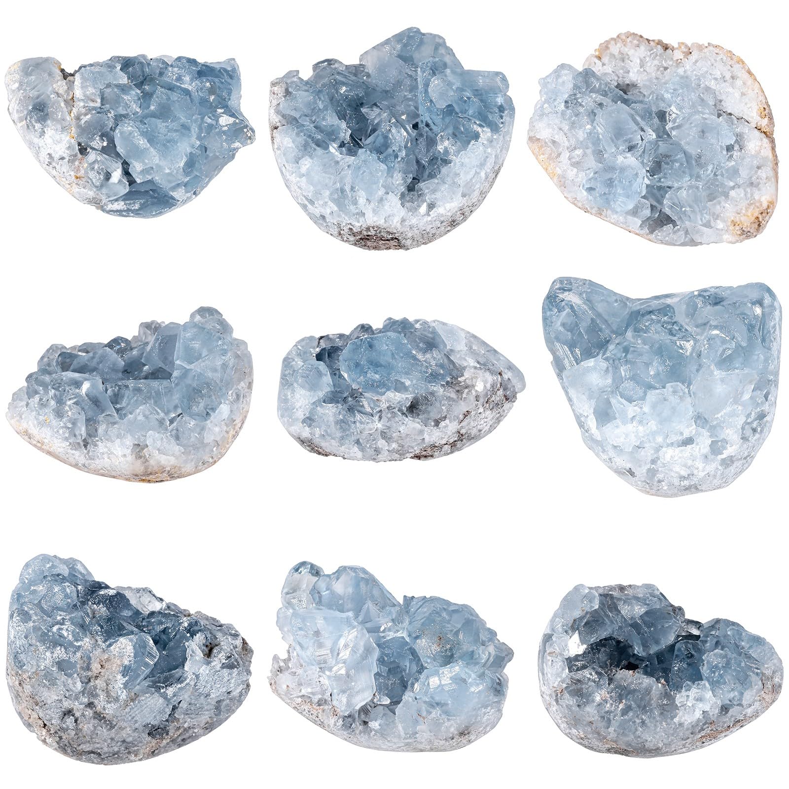 mookaitedecor Celestite Bleu Pierres et Cristaux Naturelle pour Mineraux Collection Druse Cristal Decoratif