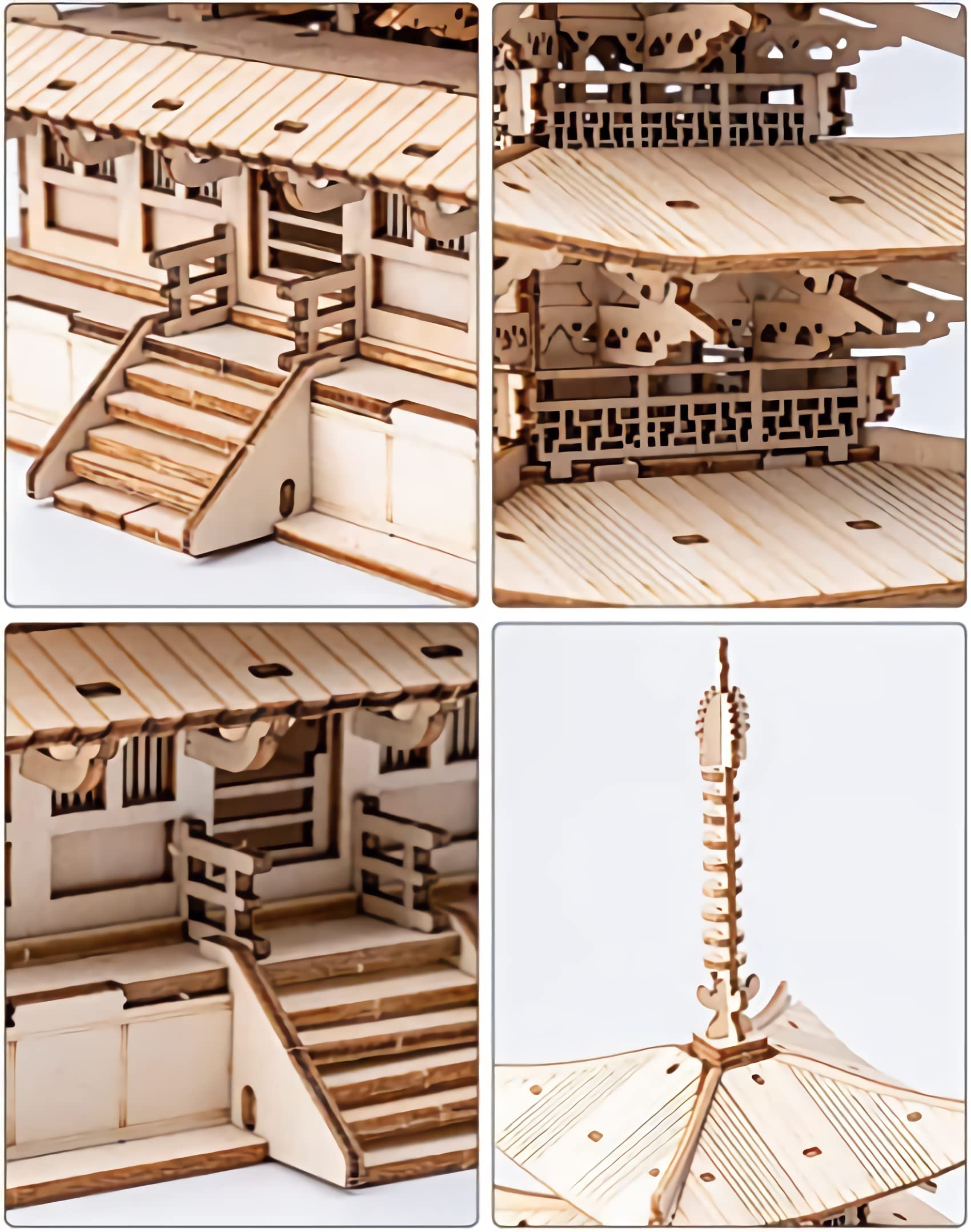 Rolife Architecure, set di puzzle 3D a cinque piani, pagoda a cinque piani, kit di modelli per adulti da costruire, decorazione per scrivania zen per la casa, regalo per uomini e bambini