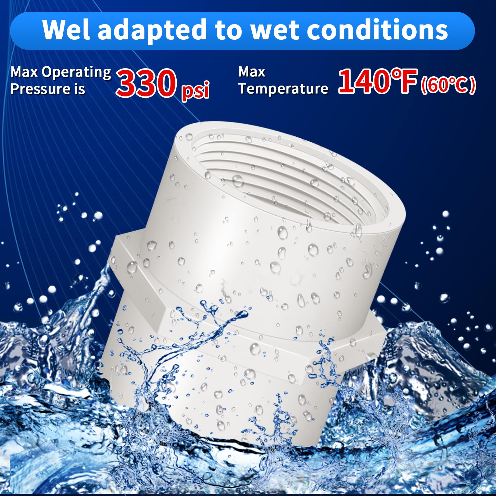 Snapklik.com : 5Pcs White PVC Pipe Fittings, 2inch NPT Female Thread ...