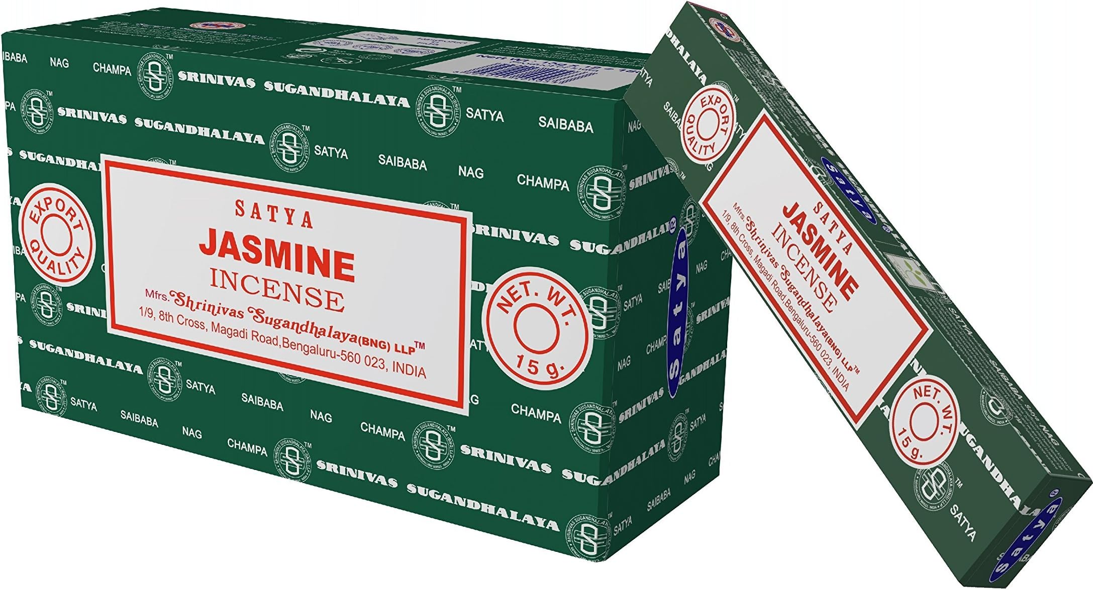 Satya Nag Champa Jasmine Incense Sticks, 12 Count
