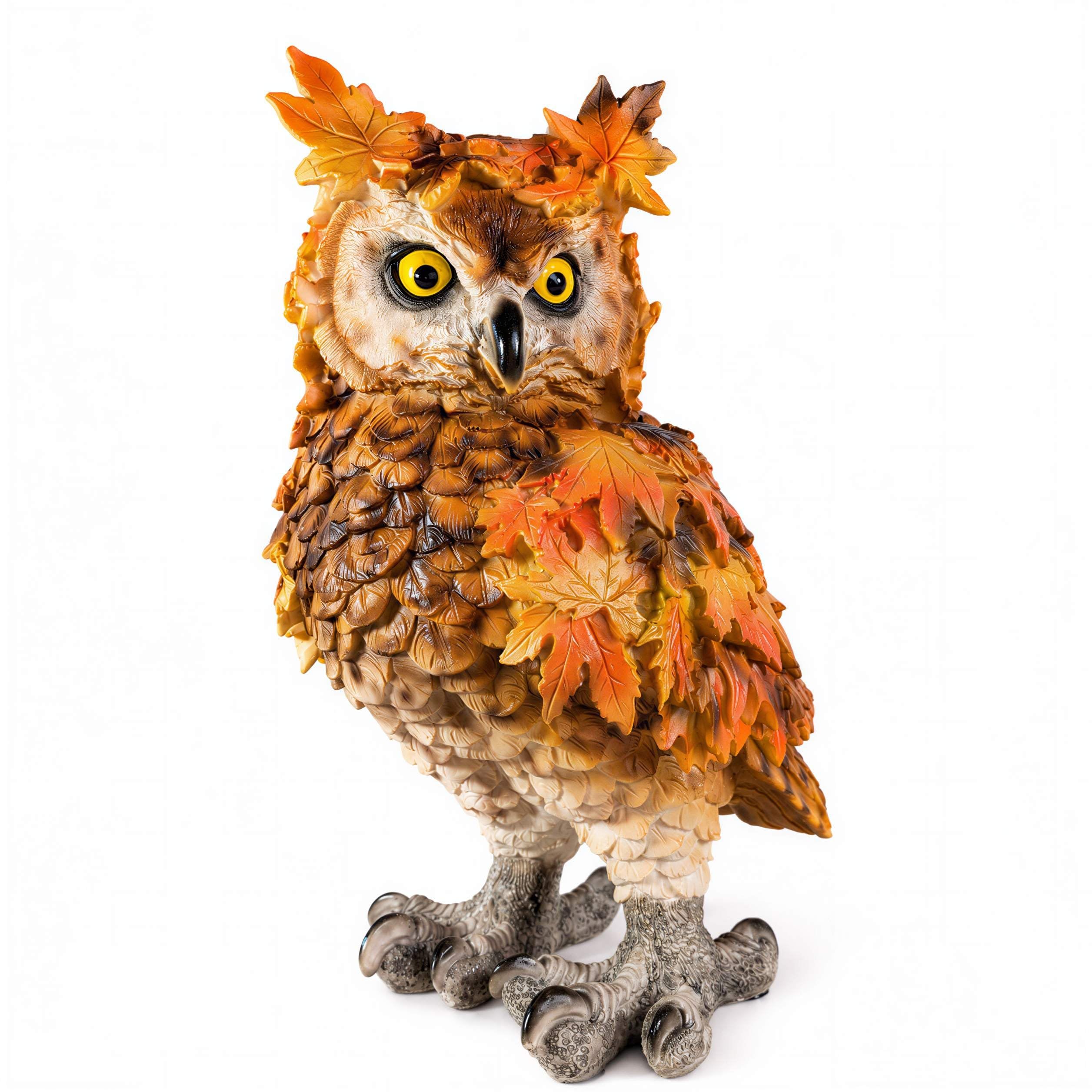 colourliving Eule Figur groß Herbstdeko Blätteroptik