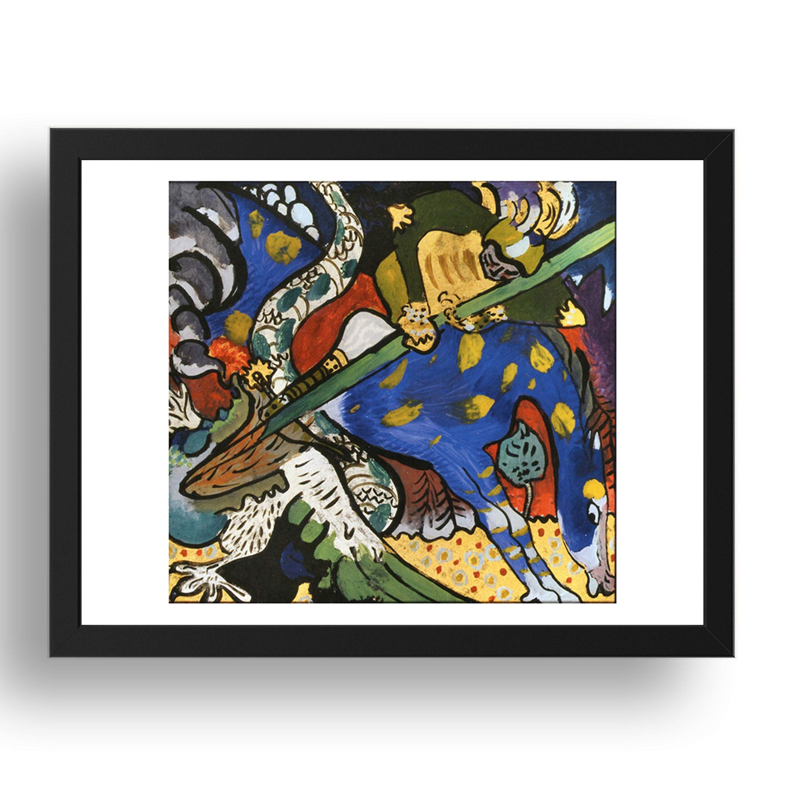 Period Prints Póster enmarcado de St. George I 1911 por Wassily Kandinsky, arte vintage, póster de reproducción A3 en marco de 43 x 33 cm