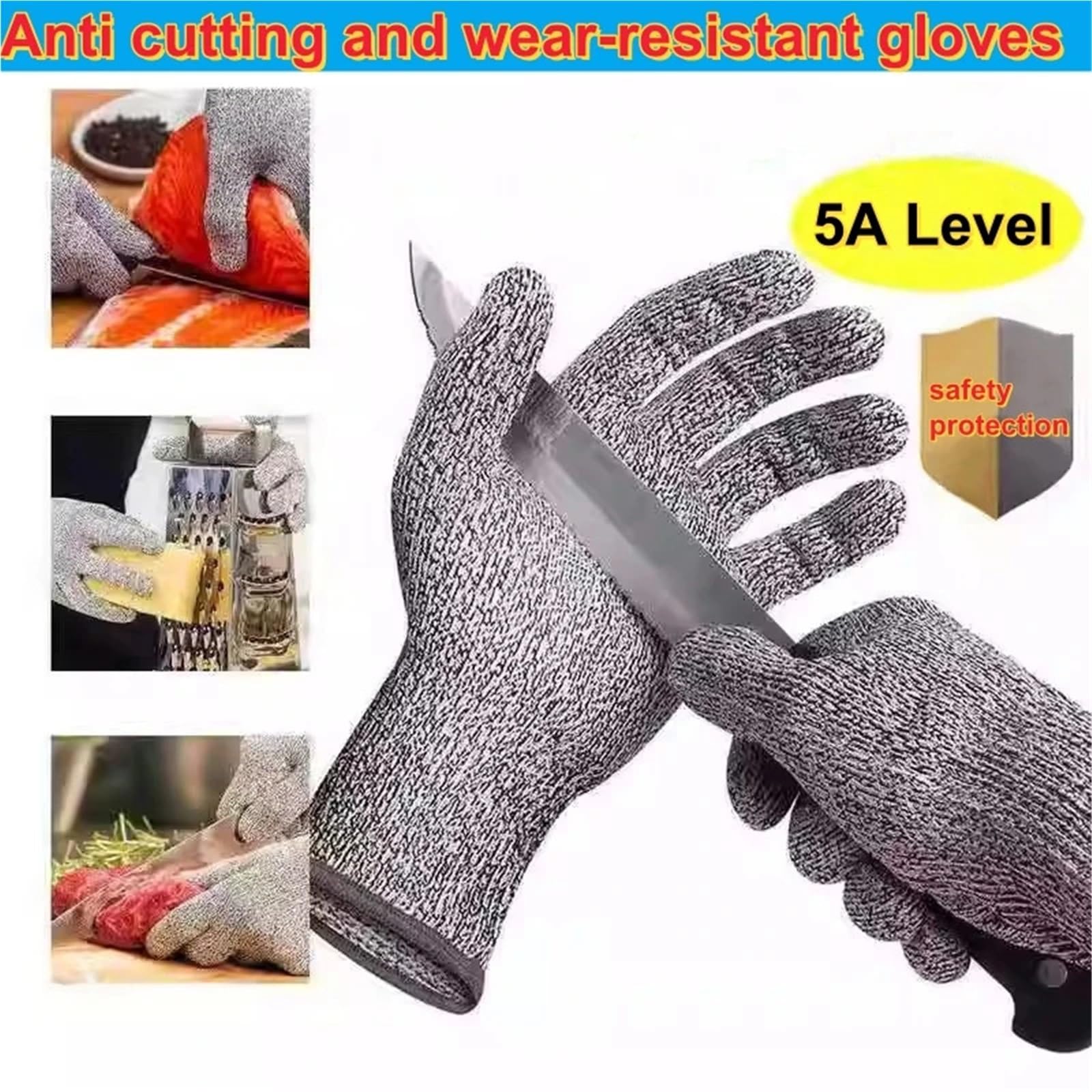 Gants anti-coupures de grade 5 for verrerie, cuisine et pêche. spéciaux anti-rayures, anti-perforations - Armure-Prot