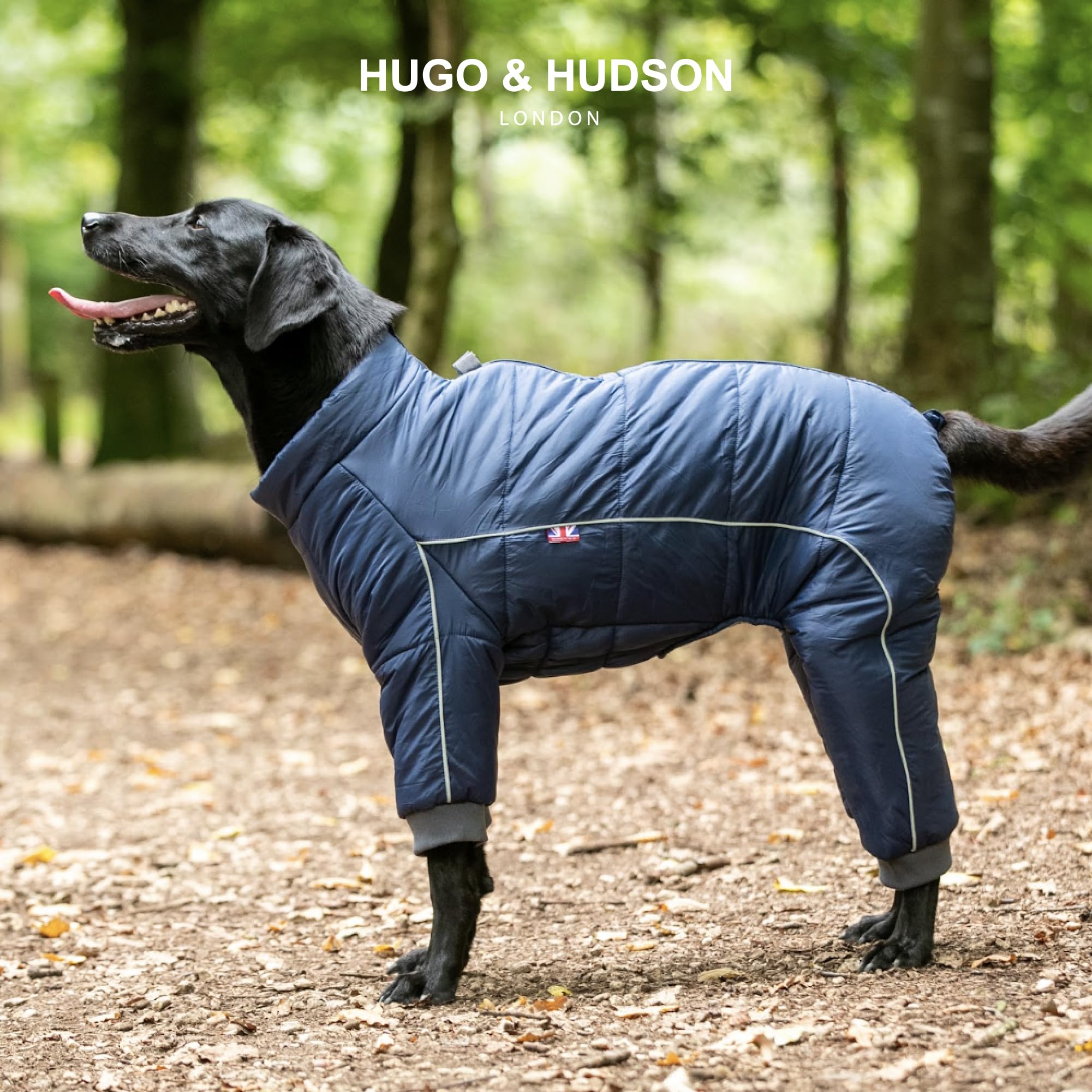 HUGO & HUDSON Navy Outdoor Winter Dog Suit Jacket Windproof Reflective Coat Buckle for Harness L55 - Image 2
