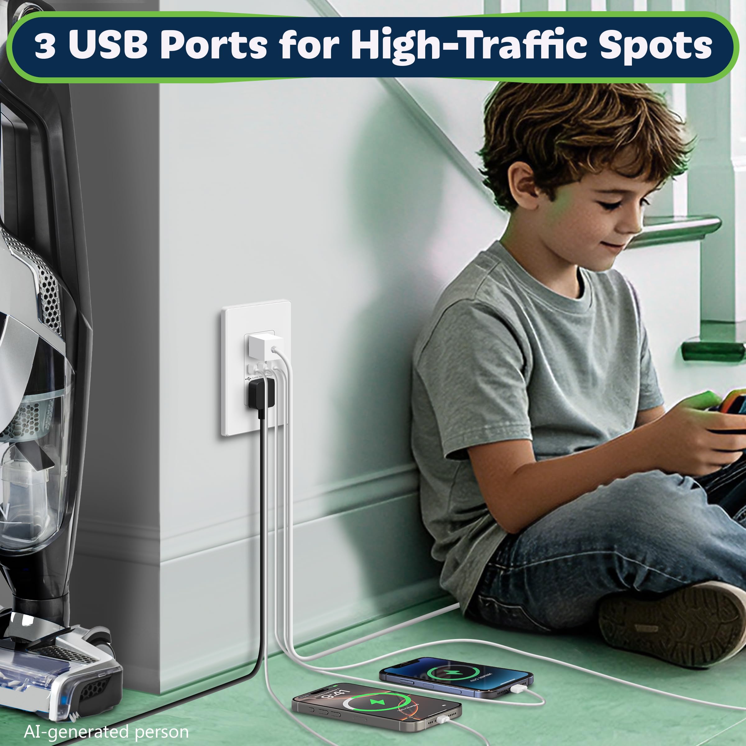 TOPGREENER USB Outlet - Charge 3 Devices! -3