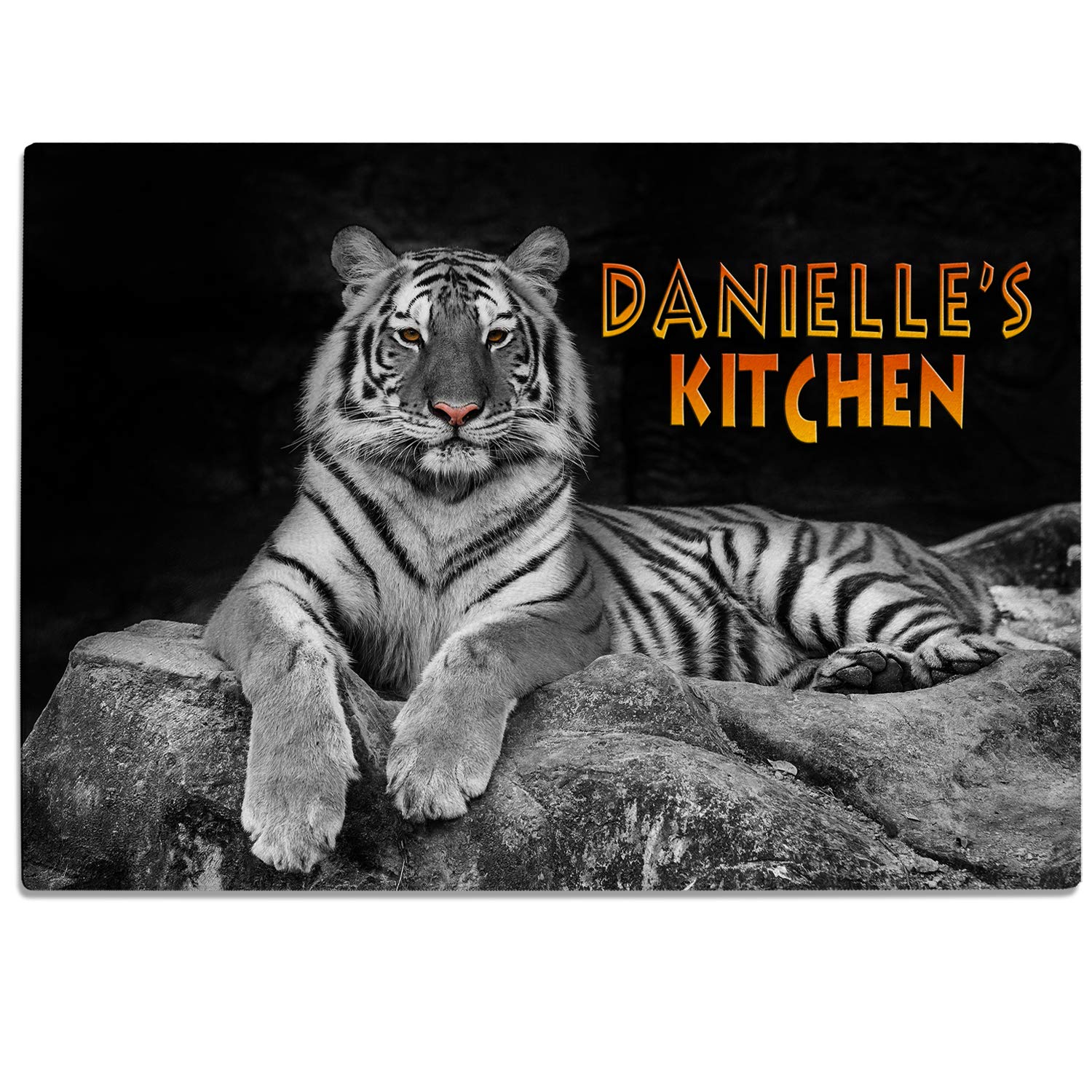 Personalised Tiger Chopping Board Green Tigers Glass Worktop Saver Cutting Kitchen Surface Protector - 30 x 40cm Birthday Gift SH233