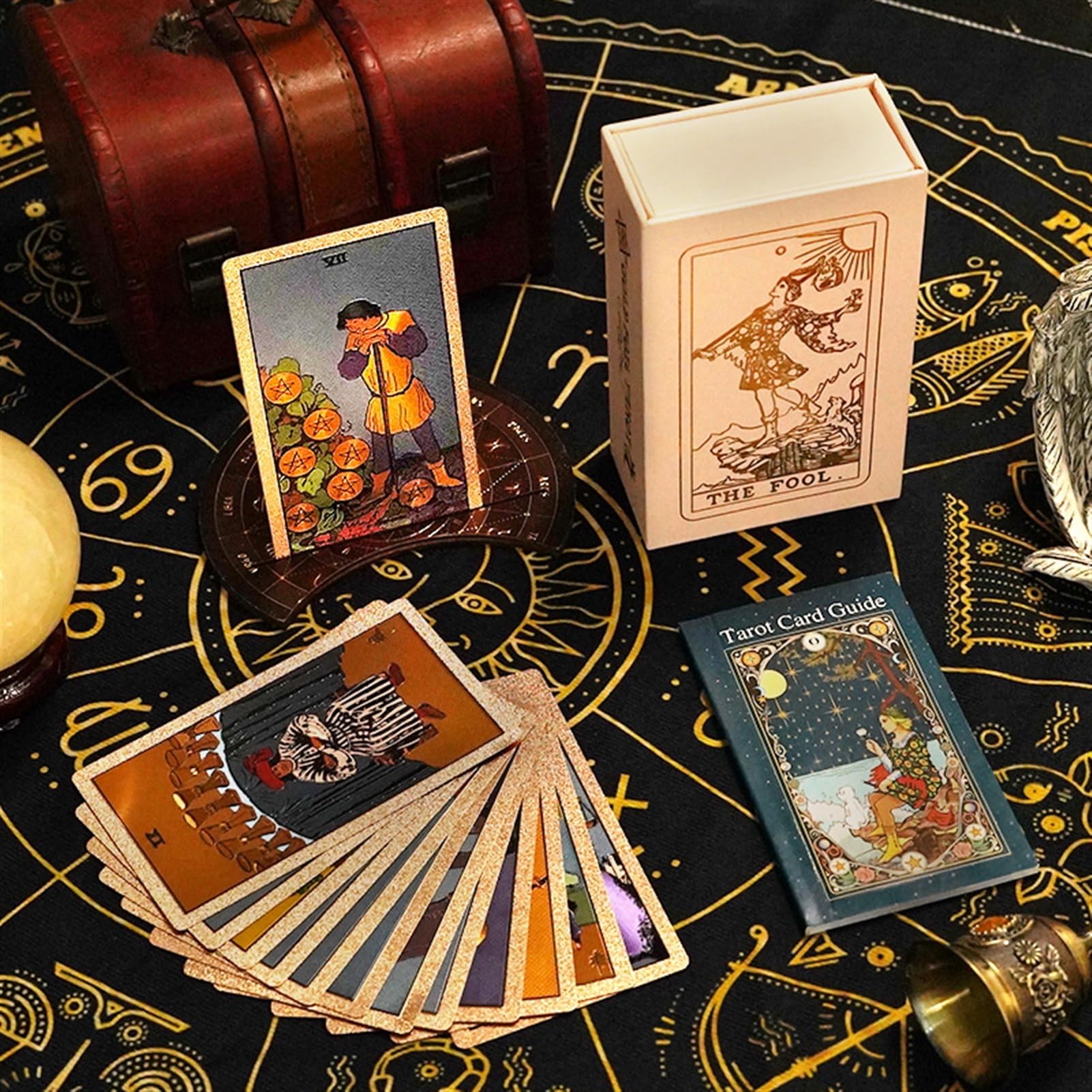 GIBZ Original Design Tarot Cards, 78 Pieces Rose Gold Foil Tarot Deck Set, with Guide Book and Box for Beginners - Image 3