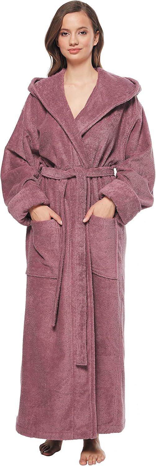 Arus Women's GOTS Certified Organic Cotton Hooded Full Length Turkish Bathrobe - Image 2