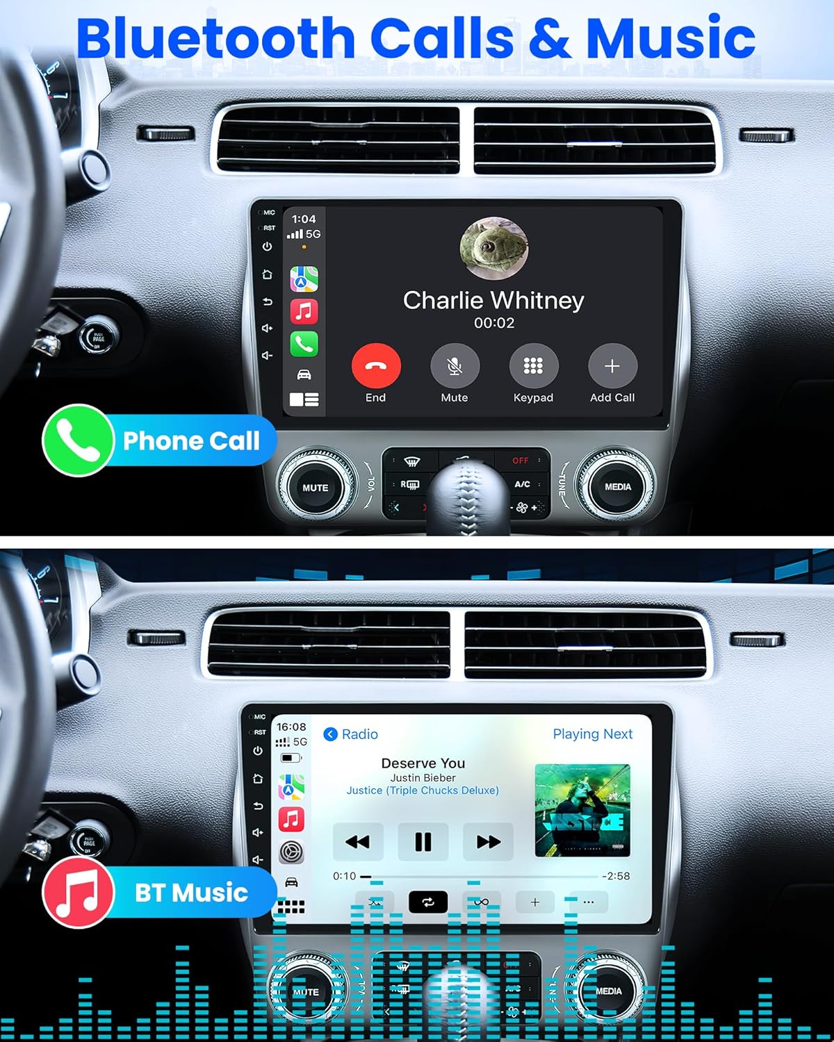 8 Core Car Radio Stereo for Chevrolet Chevy Camaro 2010-2015: 9 Inch 1280 * 800 HD IPS Touchscreen Head Unit 5G WiFi Wireless CarPlay Android Auto SWC DSP Backup Camera GPS Navigation FM