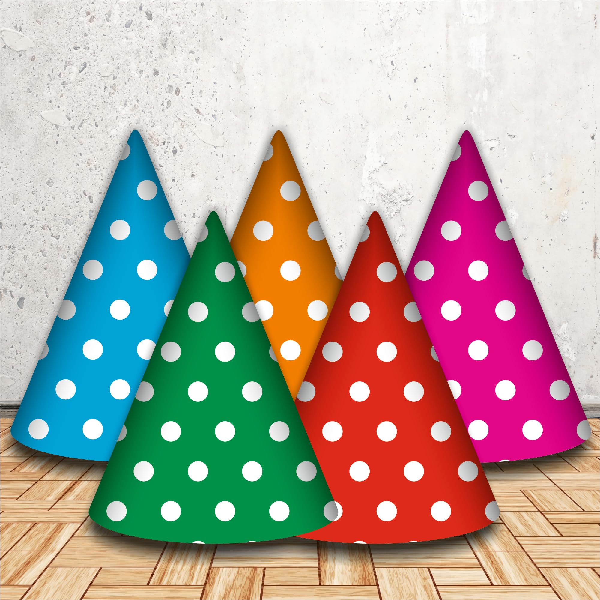 Party Baazaar Multicolor Polka Dot Birthday Caps | Fun Party Hats for Kids & Adults | Multicolor Polka Dot Party Hats (Pack of 20)