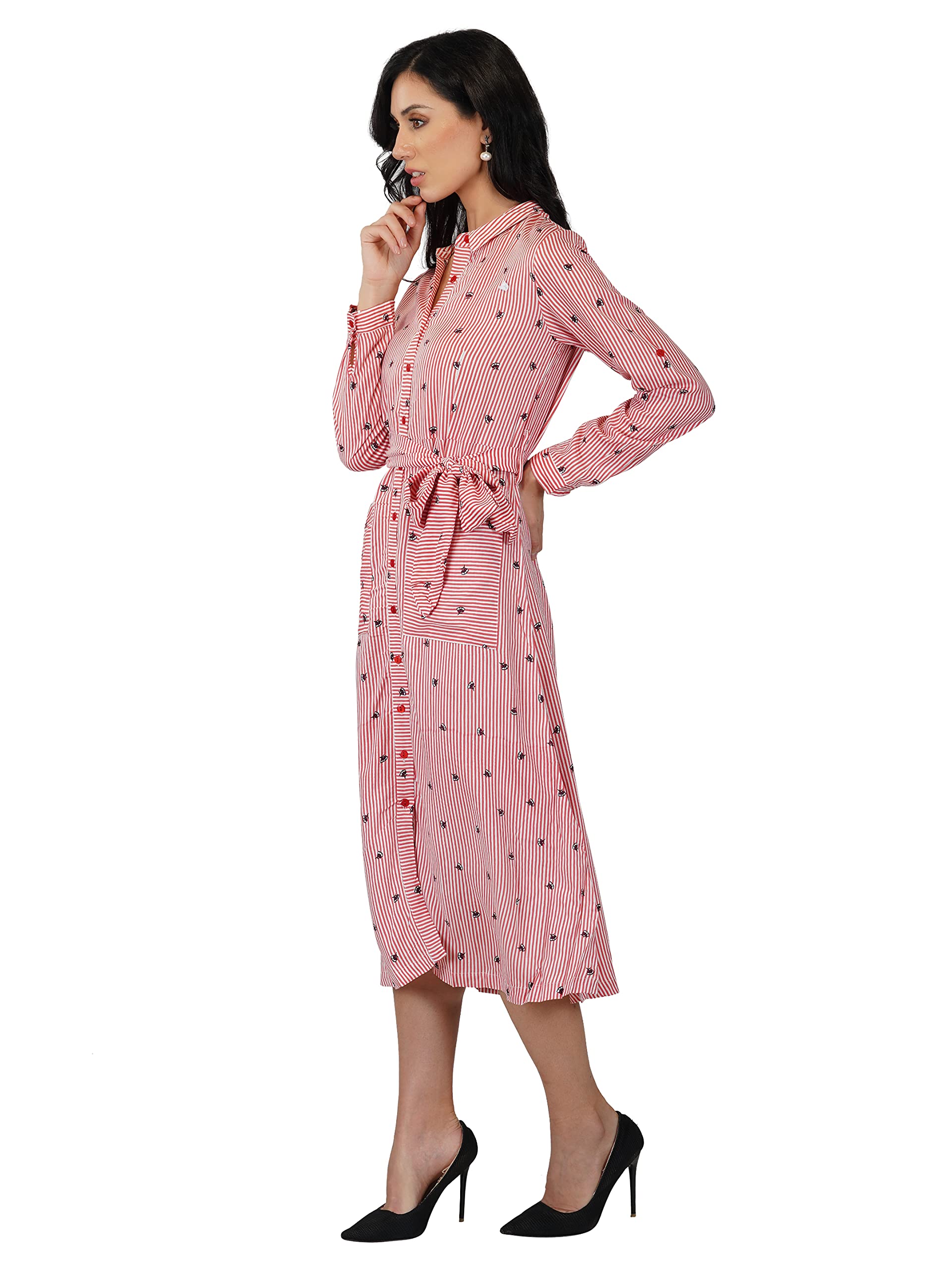 Rytras Women's A-Line Knee Length Maxi Western Dresses For Women(Rytdrs21_Pink_Xxl)