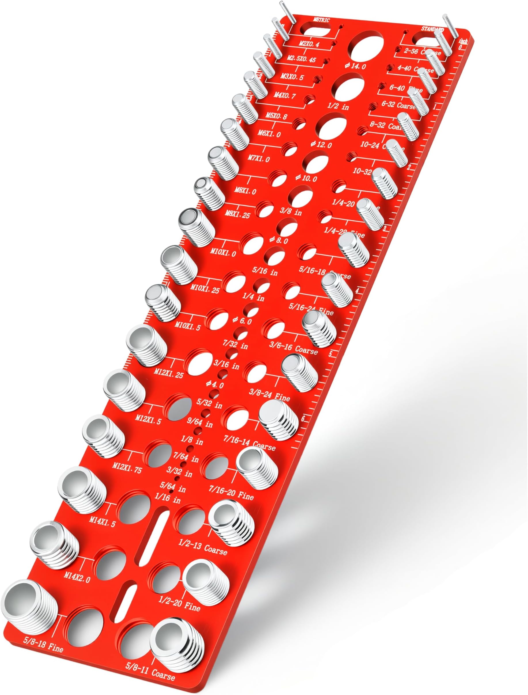 Thread Checker - 28 Nut & Bolt Thread Checker, Bolt Size and Thread Gauge 14 Standard and 14 Metric Sizes, Bolt and Nut Identifier Gauge for Easy Verifying Sizing