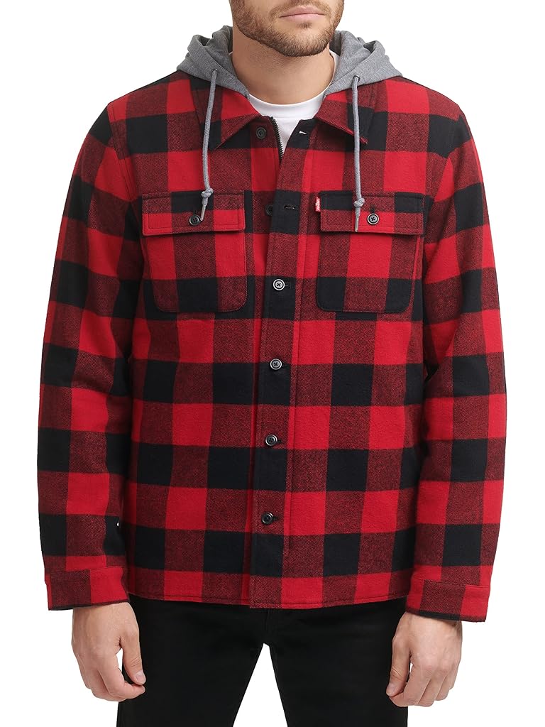 Multi Levi's® Washed Cotton Shirt Jacket with A Jersey Hood and Sherpa Lining