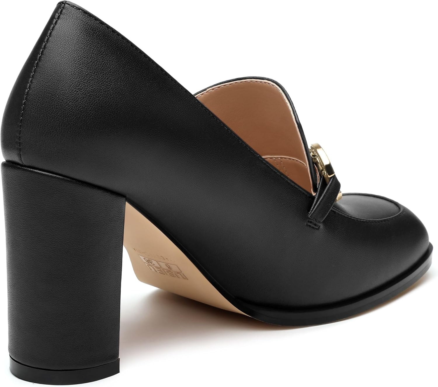 GOFOURTHAT Women's Chunky Block Heels Closed Square Toe Heeled Loafers Pumps Slip On Casual Comfortable Work Dress Shoes 3.4 inch - Image 6