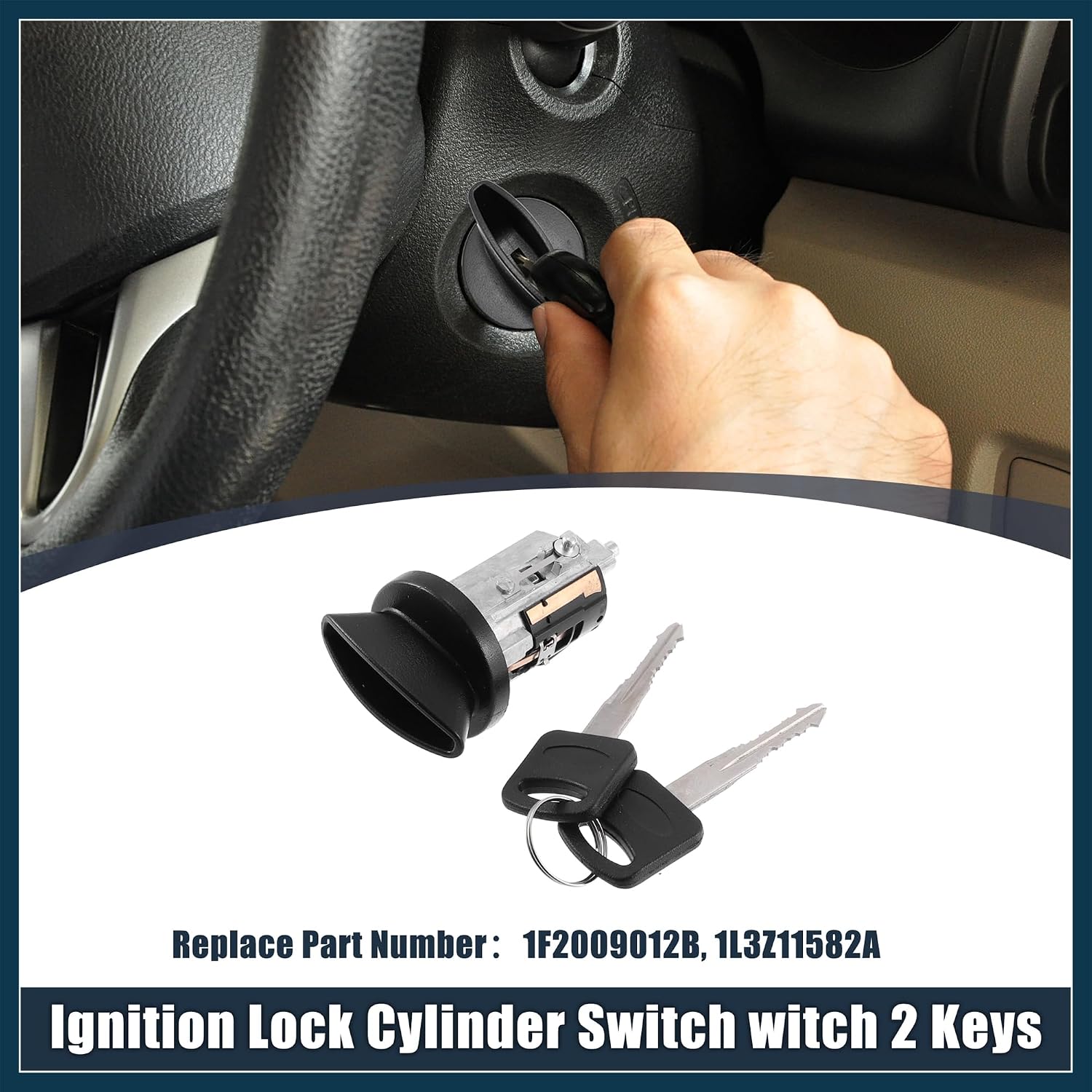 Ignition Switch Lock Cylinder with Key 1F2009012B 1L3Z11582A Replace for Ford F-150 1996-2004 for Ford F-250 1996-2007 Automotive Parts