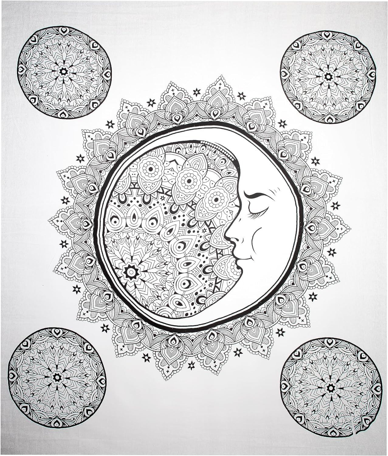 BRICOMIRAS Pareo de Playa Grande antiarena con diseños Mandala | Ideal como Manta, Pareo y Toalla Grande para la Playa o Piscina | Espaciosa y Repelente a la Arena (1x Luna Negra)