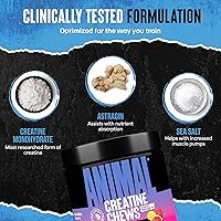 Vista 5 de Masticables de creatina Animal - Tabletas de creatina monohidratada mejoradas con AstraGin para mejorar la absorción, sal marina para aumentar